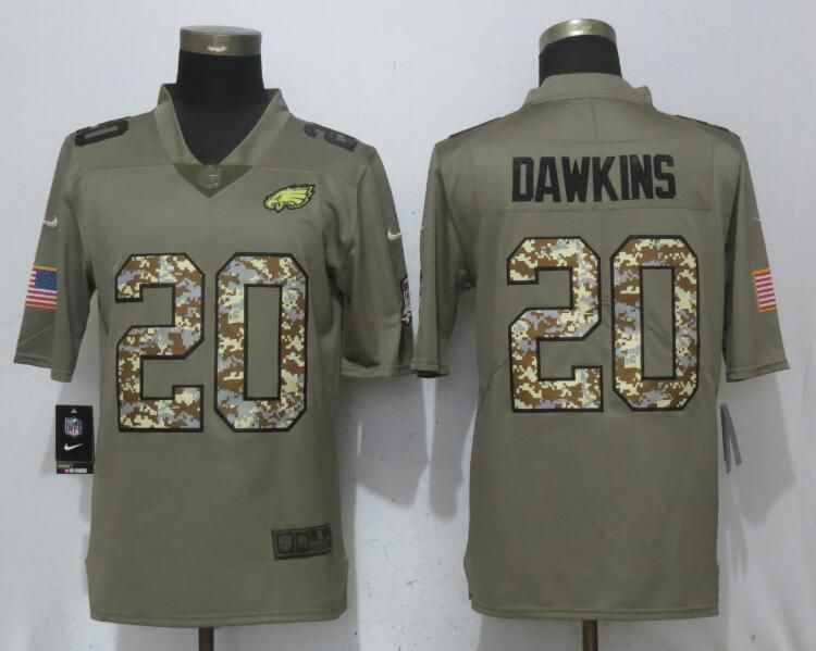 Men Philadelphia Eagles #20 Dawklns Olive Camo Carson Salute to Service Nike Limited NFL Jerseys->philadelphia eagles->NFL Jersey